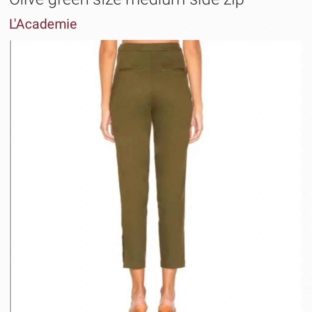 L’academié Revolve Alloy Skinny Pant in Olive green size large side zip - Picture 2 of 4